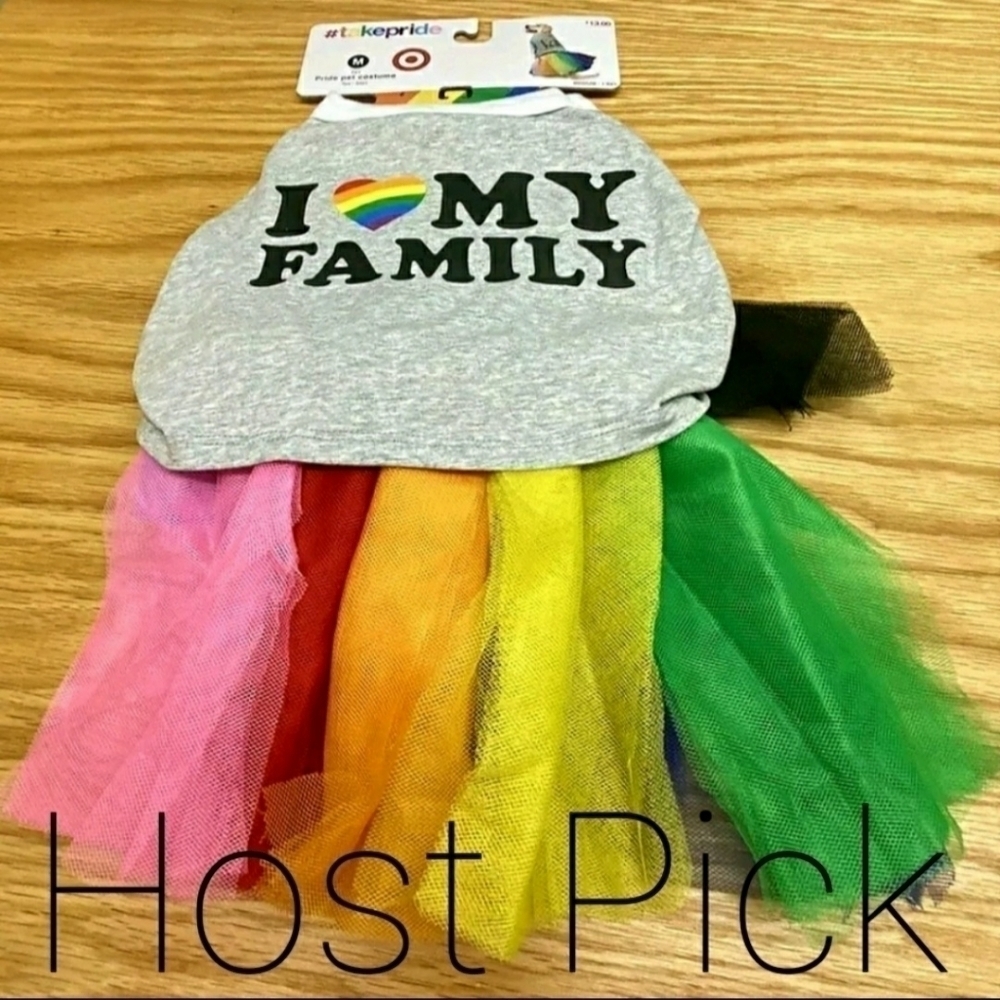 Pride Pet Costume I Love My Family T-Shirt Rainbow Skirt LGBT Dog Clothes Outfit
